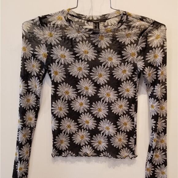 Forever 21 Sheer Floral Stretch Crop Top Size S - Picture 3 of 9